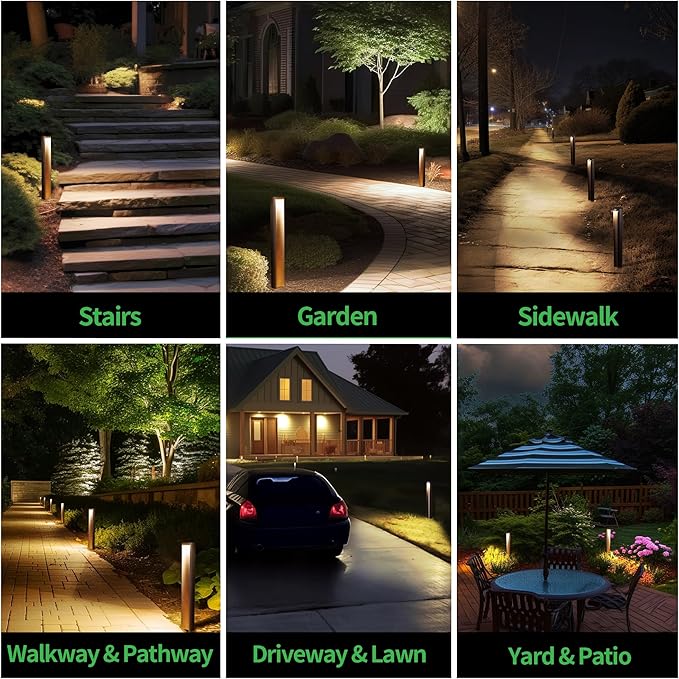 Landscape Path Lights Wired, LED 12V Low Voltage Pathway Lights, Outdoor Waterproof, 5W 200LM, Black Aluminum for Driveway Yard 10 Pack