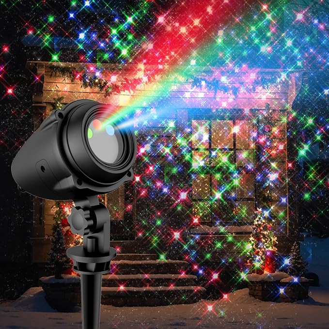 Outdoor Projector Lights, RGB Firefly Laser Lights Outdoor, IP65 Waterproof Garden Landscape Lighting for Yard House Patio Pool, Moving Galaxy Star Show for Summer Party Backyard Decorations