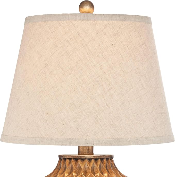 Buckhead Warm Bronze Brown 22" High Table Lamps Set of 2 Geometric | Small Urn Traditional Living Room Bedroom House Bedside Nightstand Home Office Family Tapered Drum Shade
