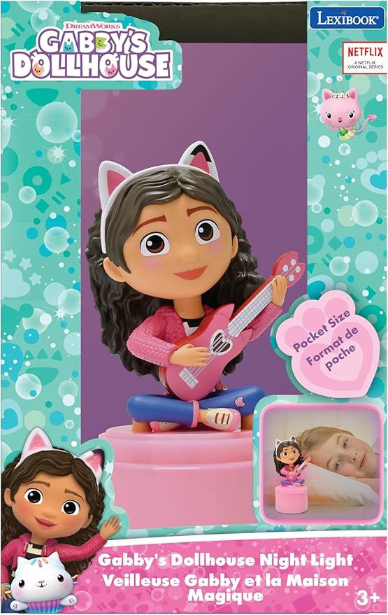 Lexibook, Gabby's Dollhouse NLJ01GDH Baby Nursery Soft Light Battery Operated LED Pocket Night Light Pink