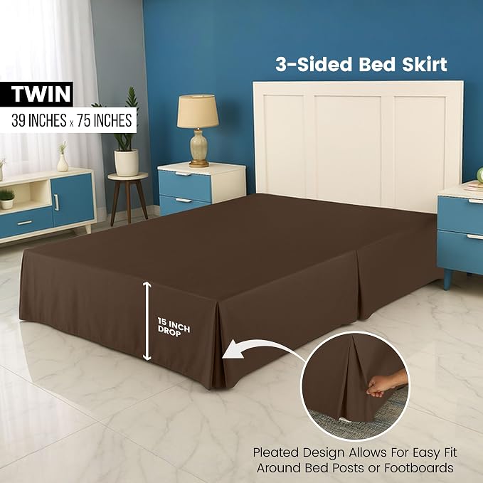 Full Bed Skirt, Hides Under-Bed Storage 16 Inch Drop, Pleated, White | Easy Fit Design, Shrinkage & Fade Resistant, Hotel Style, Microfiber Durable Fabric, Machine Washable