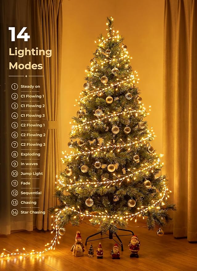 Fairy Lights Plug in for Bedroom Classroom | 10FT 388-LED Twinkle String Lights for Bedroom, Firecracker Lights for Ceiling Wreath Window Wedding Christmas Tree Decor