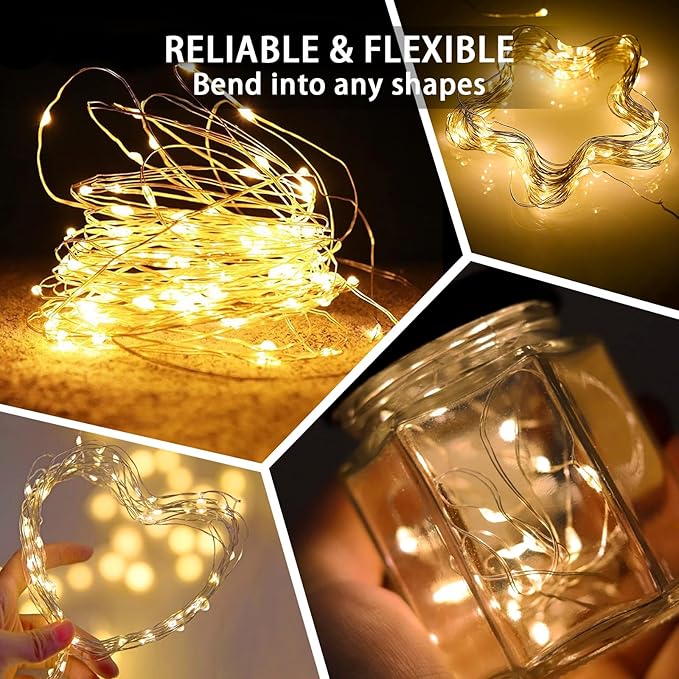 8 Pack Fairy Lights 7Ft 20 LED Twinkle String Lights 3 Modes Battery Operated Waterproof Firefly Starry for Mason Jar Wedding Birthday Party Table Centerpieces Bedroom Christmas,Warm White