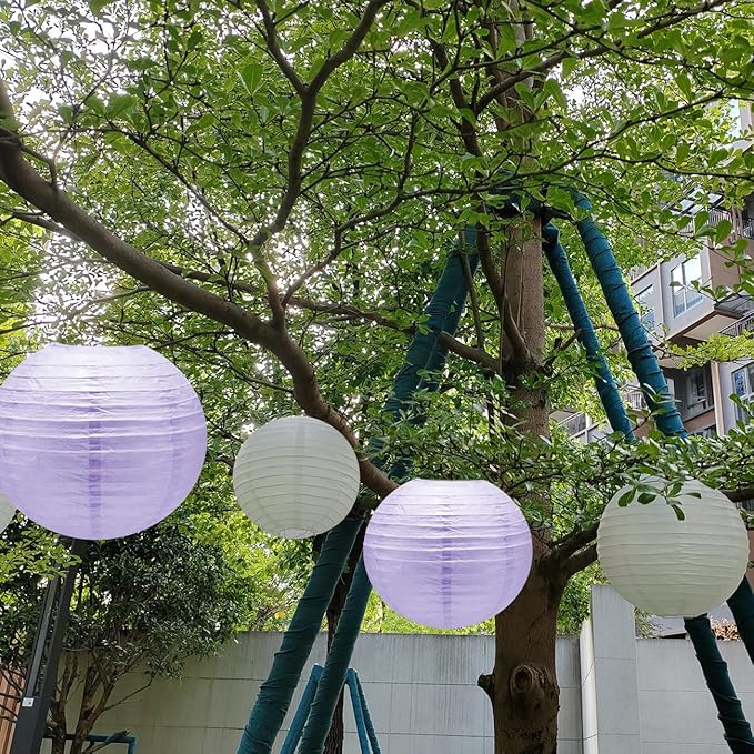 8 Inch Purple Paper Lanterns for Graduation Decorations 2025 Birthday Party Bachelorette Engagement Wedding Baby Shower(Set of 5, Purple)