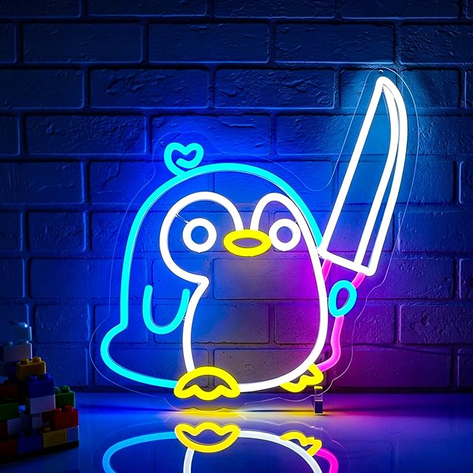 Penguin Neon Sign Led Sign Neon Signs for Wall Decor Neon Lights | Penguin Led Light Up Sign, Blue Game Room Decor, Boys Gift, Party, Wall Decor, 5V USB Powered