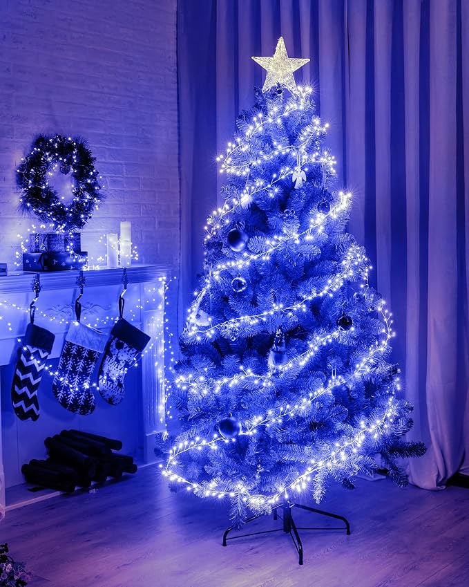 Fairy Lights Battery Operated, Twinkle String Lights Waterproof Silver Wire 5 Feet 60 Led Firecracker Starry Lights for DIY Wreath Home Wedding Party Bedroom Mason Jar Holiday Christmas, Blue