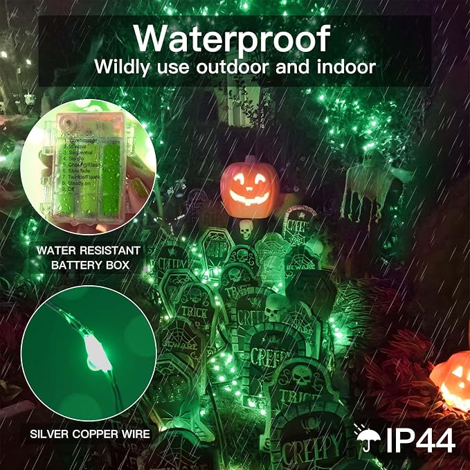 Green Christmas Lights, 33ft 100 LED String Lights with Remote, Green Fairy Lights Battery Operated for Christmas, St Patricks Day, Bedroom, Wreath, Patio, Backyard, Garde, Party Decorations