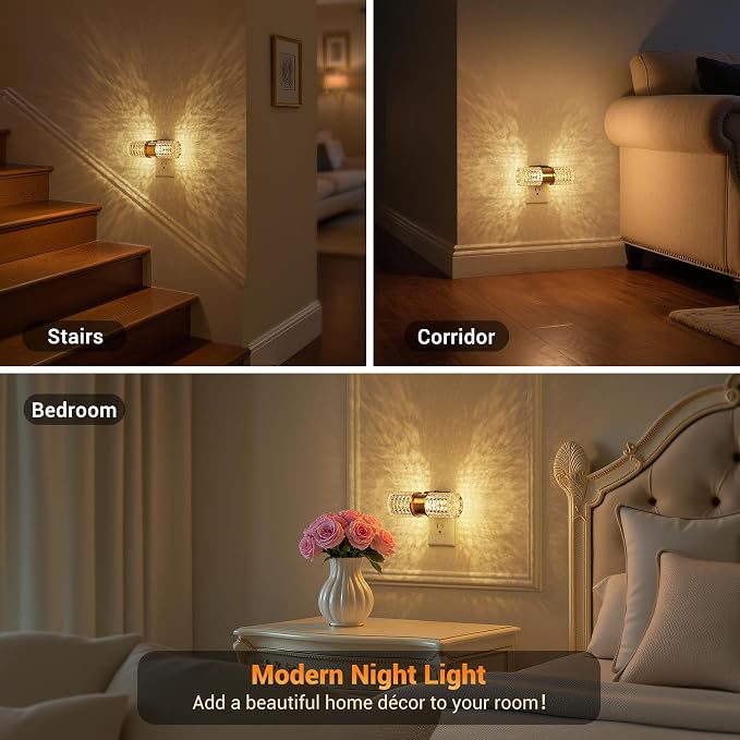 JandCase Night Light, Night Lights Plug into Wall,Automatic LED Night Light | Adjustable Brightness, 3000K Plug in Night Lights with Auto Light Sensor, for Bathroom Hallway Decor 2 Pack