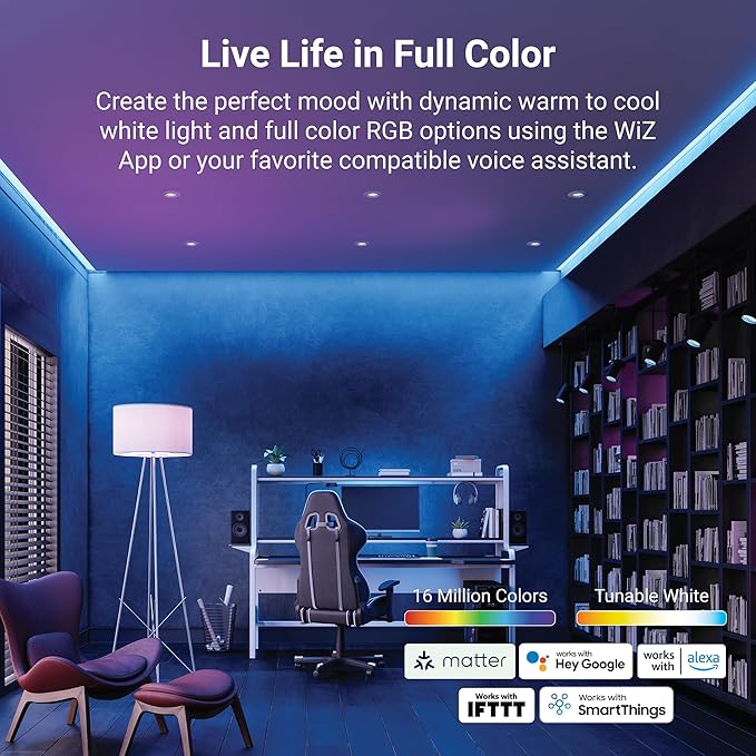 HAL0 4" Smart Wi-Fi® Recessed Canless LED Downlight 4-Pack Connected by WiZ Pro - RLWZC409-4PK