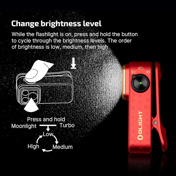 OLIGHT Oclip Pro Rechargeable EDC Clip-on Flashlight, FS Red | Red Light, 500 Lumens Floodlight, Spotlight, Pocket-Sized, USB-C Charging, Magnetic, for Work, Signaling, Outdoor or Home Use