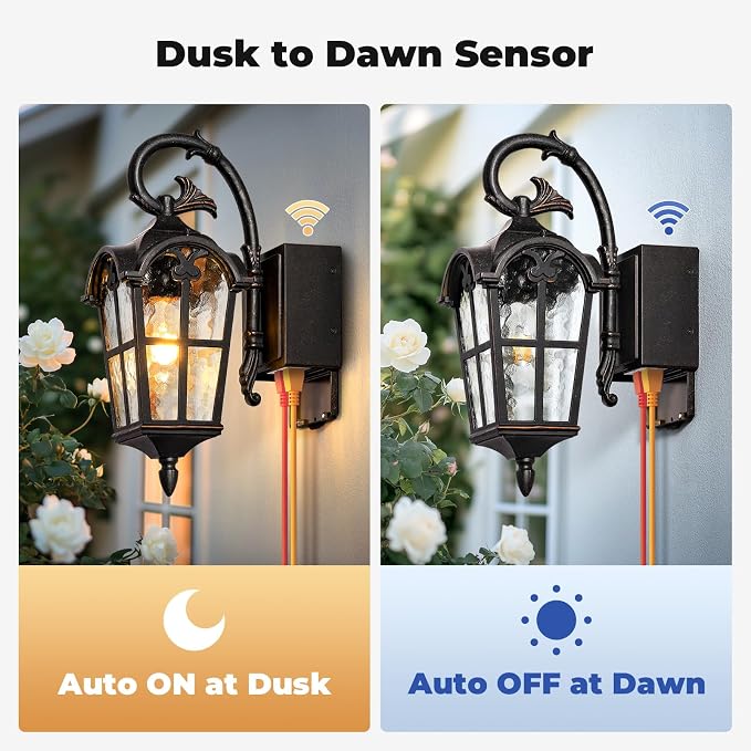 Outdoor Porch Light with Outlet, Oil-Rubbed Bronze Outdoor Porch Lights Wall Mount, Rust-Proof Aluminum Exterior Sconce Light, Waterproof Vintage Dusk to Dawn Outside Wall Lights for Garage