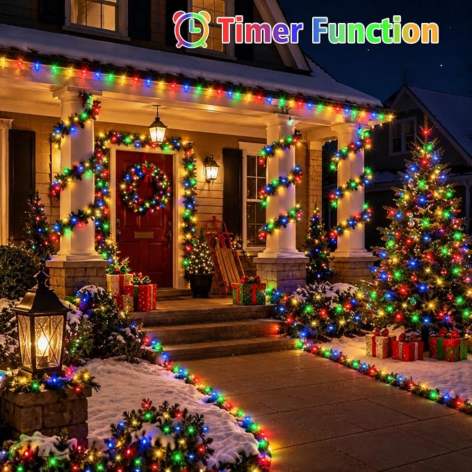 6 Pack Timer Fairy Lights Battery Operated Twinkle Lights with 5 Modes | 16.4Ft 50 LED Silver Copper Wire Battery Wreath Lights for Home Christmas Wedding Indoor Outdoor Decor, Multicolor
