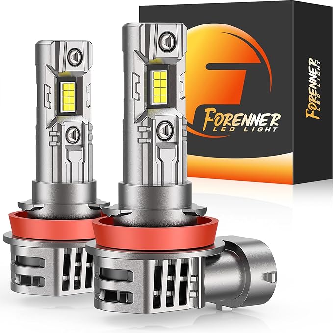 Fahren H11/H9/H8 fog Light Bulbs, Upgraded 60000 Lumen 900% Brighter 6500K H9 Bulbs, Mini Size IP68 Waterproof H8 Light with 20000RPM Silent Fan, Plug and Play, Pack of 2