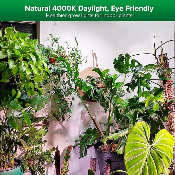 SANSI Grow Lights for Indoor Plants, 30W Plant Lights for Indoor Growing with Timer, 180° Adjustable Wings, High PPFD Full Spectrum, LED Hanging Grow Light, 16.4FT Power Cord for Tall Large Plants