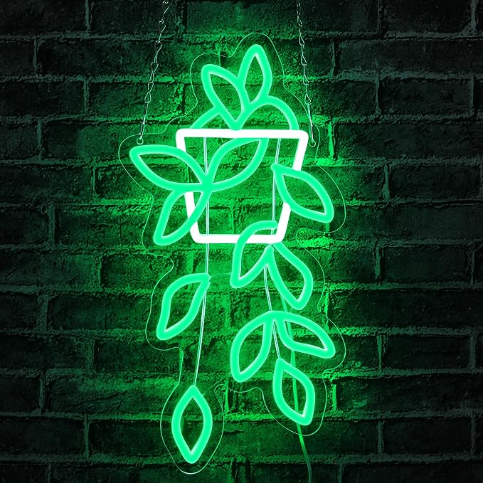 Green Planter Neon Lights,LED Hand Bouquet Neon Signs for Wall Decor, Neon Light Sign Neon Room Decor,USB Night Lights for Bedrooms,Shops,Florists,Bars,Parties,Wedding,Holiday Gifts