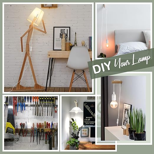 JACKYLED Extension Hanging Lantern Cord Cable UL 12Ft E26 E27 Socket On/Off Switch Plug in Pendant Lighting for Kitchen Bedroom Plant Growth Light | Switch Near the Bulb, E26 E27 Socket On/Off Switch Plug in Pendant Lighting for Kitchen Bedroom Plant G...