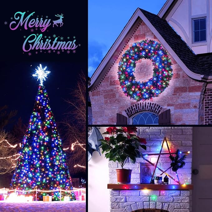 JMEXSUSS 2Pack Multicolor Fairy Lights Battery Operated for Christmas Decor | Total 200 LED 66ft, Battery Powered Christmas Lights with Remote, 8 Modes Twinkle String Light for Mantel Tree Indoor Outdoor