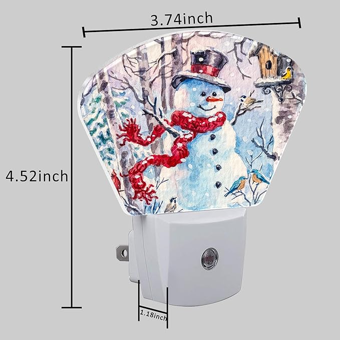 Retro Christmas Snowman Night Light for Kids, Christmas LED Night Light Plug into Wall with Dusk to Dawn Sensor for Girls Boys Women Men Bedroom, Hallway, Kitchen, Bathroom, Stairs Decor
