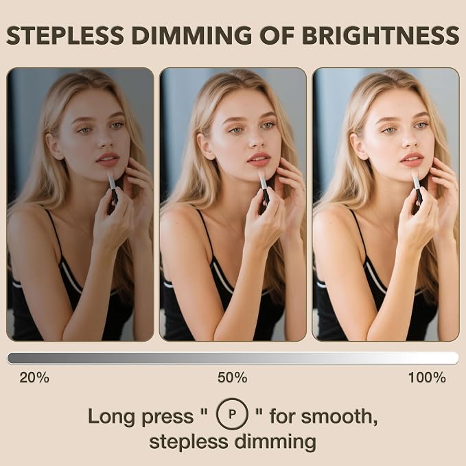 Vanity Mirror with Lights, 12"×13.9" Makeup Mirror with LED Lights, Lighted Makeup Mirror with Smart Touch Control & 3 Dimmable Color Modes, Mirror with Lights for Desk, Bedroom, Dressing Room