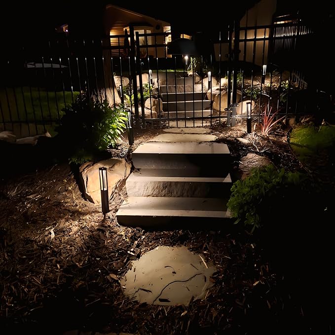 LEONLITE 6-Pack 3W 5CCT LED Low Voltage Path Lights Aluminum Black | LED Landscape Pathway Lights, Outdoor Landscape Lighting, 1800K2700K3000K4000K5000K Selectable, 12-24V, ETL, IP65 Waterproof