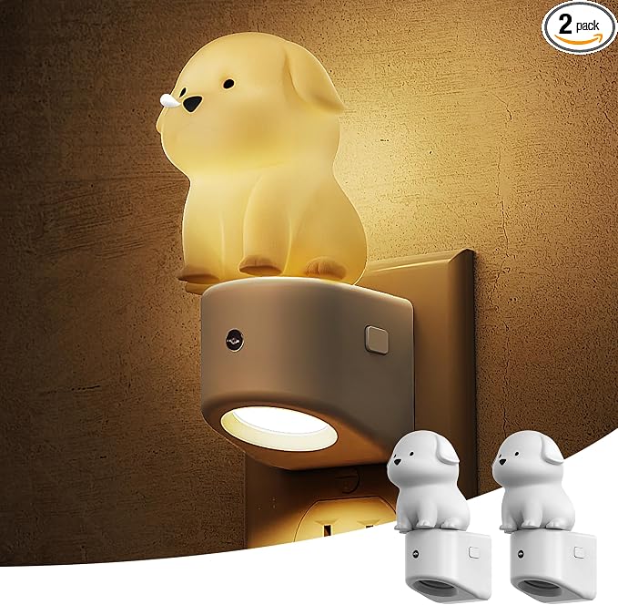 L LOHAS LED Night Light for Kids, 3D Dog Night Light Plug in | Dusk to Dawn Nursery Night Lights, RGB+Soft White 3000K, 3 Lighting Modes, Room Decor, Children