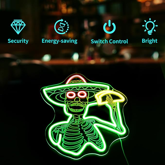 Neon Sign, HSJNJKFU Neon Signs for Wall Decor, Kitchen, Shop, Restaurant, Cafe, Man Cave Decor, Carving Design LED Light Sign - Bar Beer Signs USB Powered