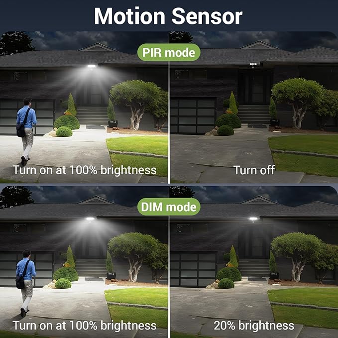 Outdoor LED Flood Lights D2D Security Lights Motion Sensor Remote 45W 5000K | NOVOSTELLA 1Pack Outside Motion Floodlights IP65 Waterproof Dusk to Dawn 3 Heads Wired Wall Adjustable for Garage Yard House