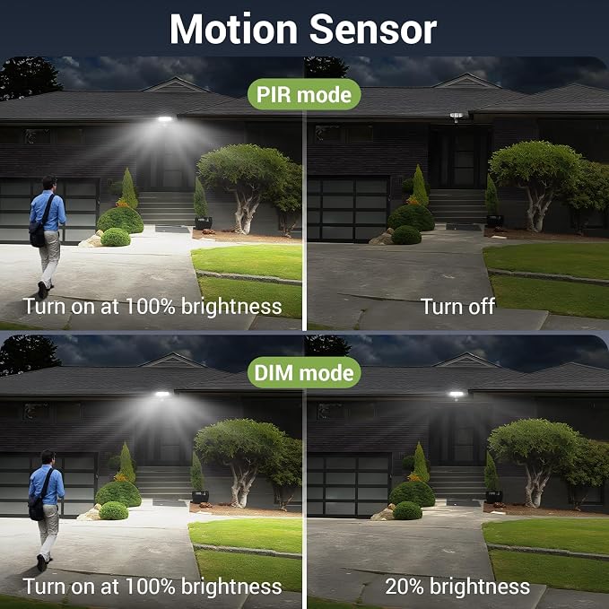 D2D Security Lights Motion Sensor Outdoor LED Flood Lights Remote 45W 5000K | NOVOSTELLA 2Pack Outside Motion Floodlights IP65 Waterproof Dusk to Dawn 3 Heads Wired Wall Adjustable for Garage Yard House