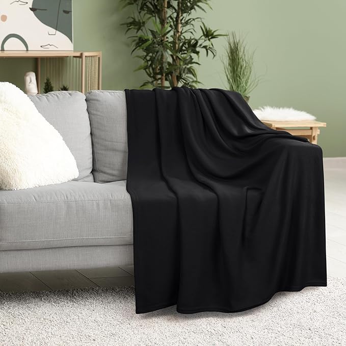 Utopia Bedding Soft Jersey Knit Blanket Black King (90x102 Inches) | Lightweight, Breathable, Sweatshirt Blanket, Bed, Couch, Sofa, Cozy, Home Decor, Summer