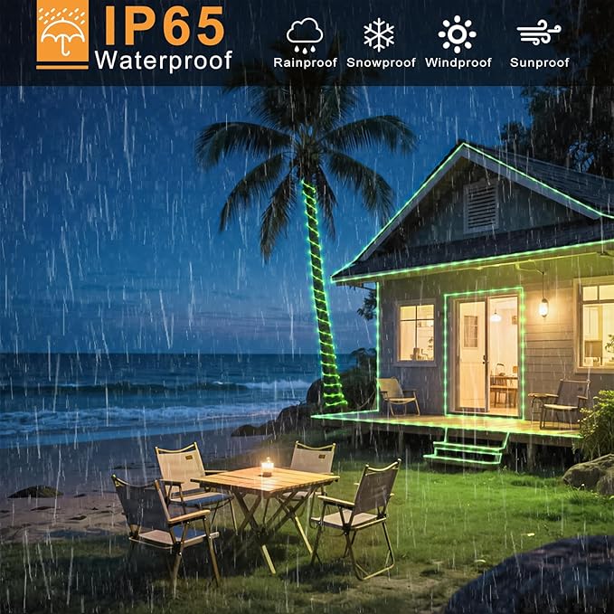 33FT 135 LED Solar Rope Lights Outdoor Waterproof, Green Solar Rope Lights for Outside 8 Modes, Solar Powered Fairy Light for Camping Patio Garden Fence Trampoline Holiday Decorations