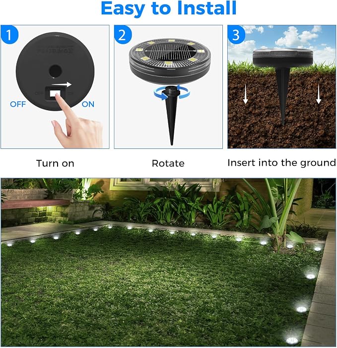 Mini Solar Ground Lights, 18 Pack Flat Solar Disc Lights Outdoor Waterproof, 2.3 Inch Small Solar Garden Lights Landscape Lighting for Outside Pathway Garden Yard Lawn Walkway,Cool White