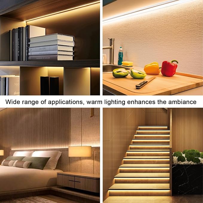 ZSLAIFU 5V LED Strip Lights, Warm USB LED Light Strip, 3.28FT Dimmable COB LED Strip Light, High Brightness Short LED Strip for Display Cabinet, Living Room, TV Lights