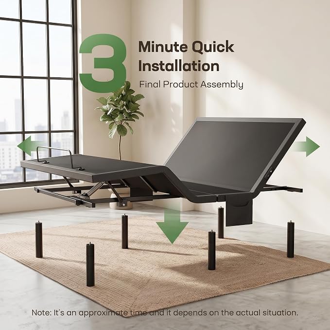 Marsail Split King Adjustable Bed Base with Wireless Remote, Dual Motor Smart Frame with Zero Gravity & Anti-Snore, 4 USB Ports & Under Bed Lighting, Quick 3-Min Setup