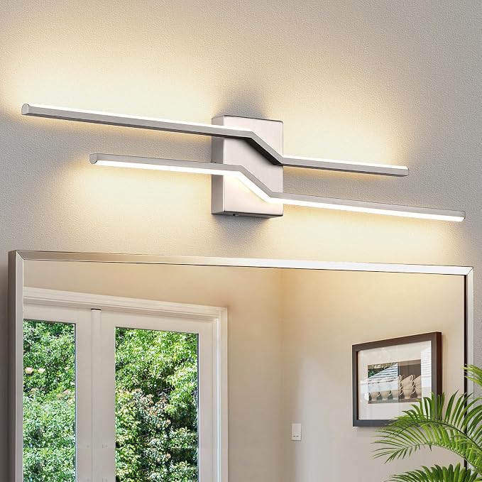 31.5 Inch Vnaity Lighting Led Bathroom Lights Over Mirror Brushed Nickel Dimmable 5CCT 32W Modern Bath Vanity Lights Bar Wall Sconces