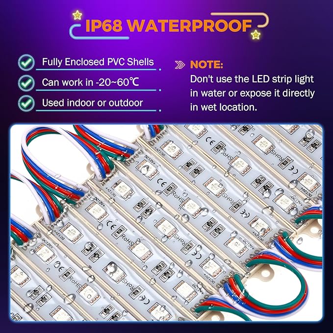 BEAMNOVA 40Ft RGB Commercial LED Storefront Lights Kit, Bluetooth App Control, with Remote, DC 12V Power Supply Transformer, Adhesive Waterproof Strip Light Modules