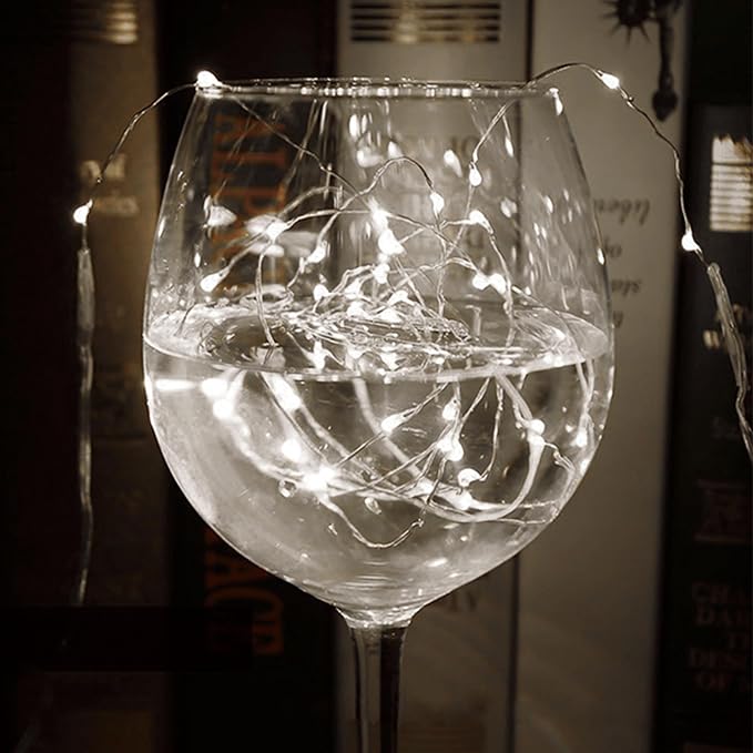 6 Pack Fairy Lights Battery Operated String Lights - 7ft 20 LED Waterproof Silver Wire Firefly Lights for DIY Wedding Décor Table Centerpieces Craft Mason Jars Party Decor(White)