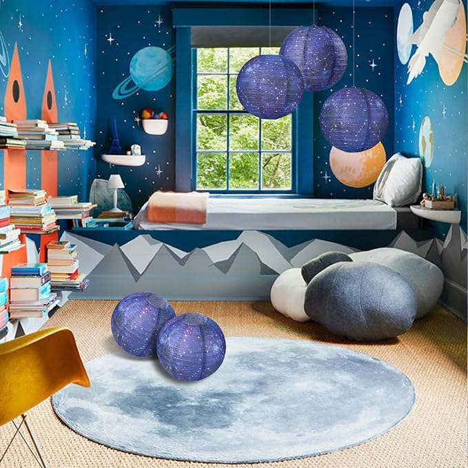3pcs Galaxy Paper Lanterns with Constellation - 12 inch | Space Party Decor, Galaxy Themed, For Galaxy Party Decorations, Birthday Room Decorations