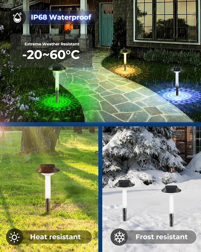 ALEPOD Solar Pathway Lights Outdoor 8 Pack, 7 Lighting Modes Solar Lights Outdoor Waterproof IP68, Landscape Lighting for Yard Pathway Backyard Lawn