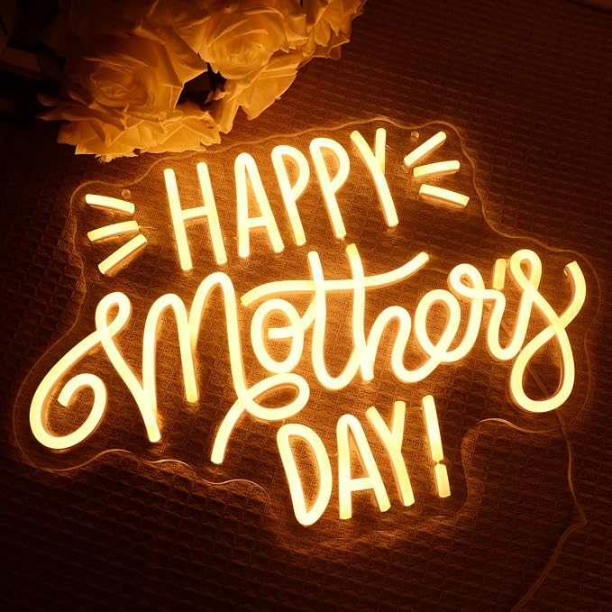 Happy Mother’s Day Neon Lights My Mother is Best Dear Mom letters LED Neon Signs Warm White Light Lamp as Gift for mom-mother’s day, mother’s birthday, wife's birthday, Christmas, Thanksgiving
