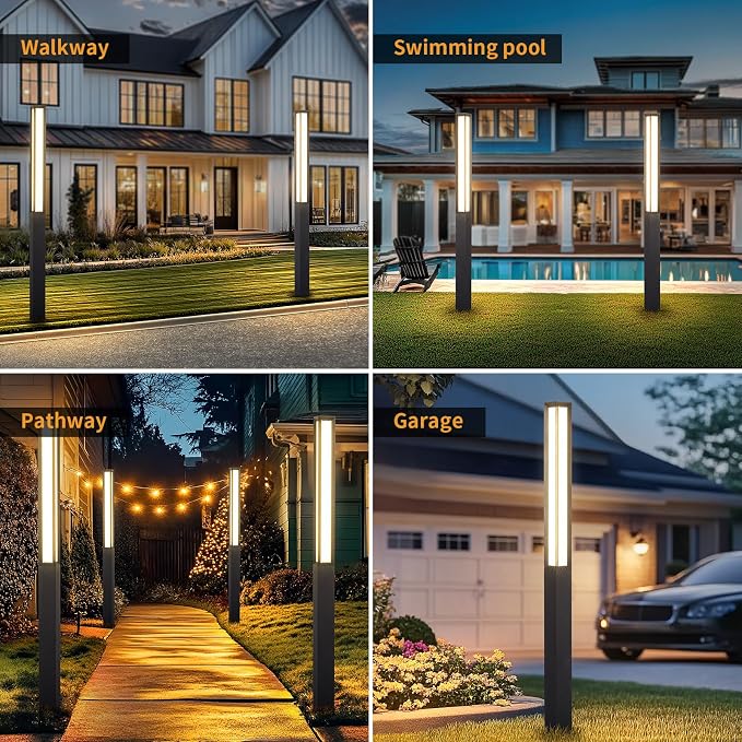 92" Landscape Path Lights IP65 Waterproof Pathway Lights Wired | Modern Outdoor LED Luxury Bollard Lighting, 3000K Bollard Light for Commercial Driveway Lawn Courtyard Walkway Patio