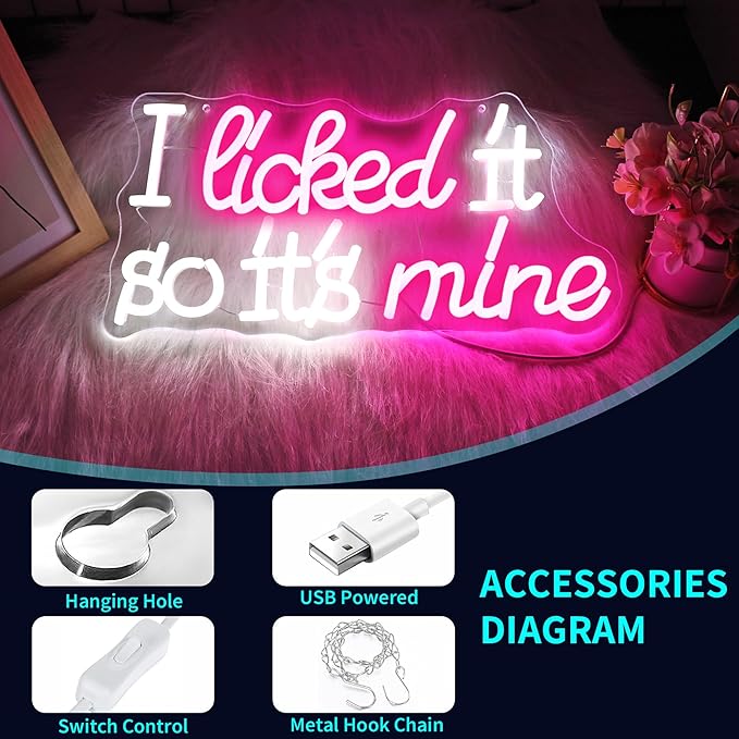 Neon Sign, JGHTURIE So It's Mine Neon Signs for Wall Decor Pink White Led Light up Signs for Bar Party Bedroom Home Decor, USB Powered