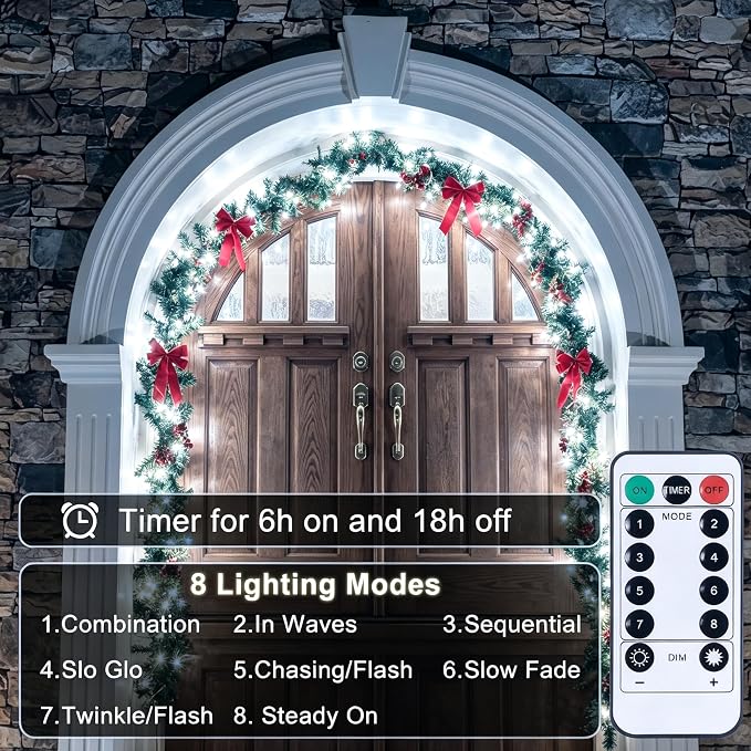 2 Pack Battery Operated LED Fairy Lights with Remote, 33ft 100LED Waterproof Silver Wire Starry Lights with Reel for Wedding Party Christmas Decor, White