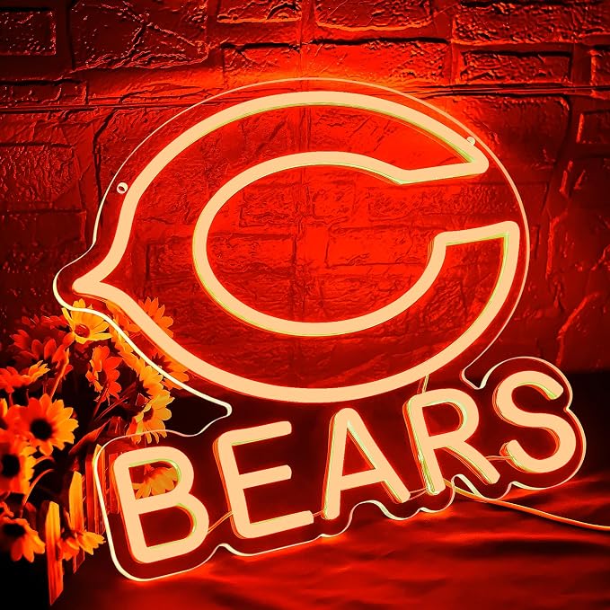Football Neon Sign for Wall Decor Football Team LED Neon Light for Man Cave | Dimmable Orange Led Light Up Sign for Bedroom Party Club Bar Dorm Garage Decor Birthday Gift for Rugby Fans Size 12.2*13.5 In