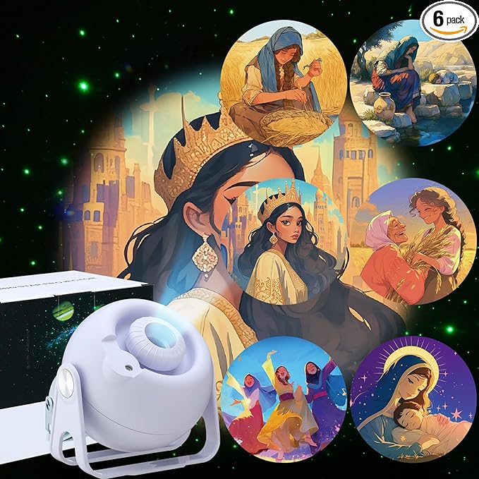 Bible Verses Projector Galaxy Projector Includes 6 Interchangeable Christian Discs Night Light Set Project Religious on Walls or Ceilings for Gift