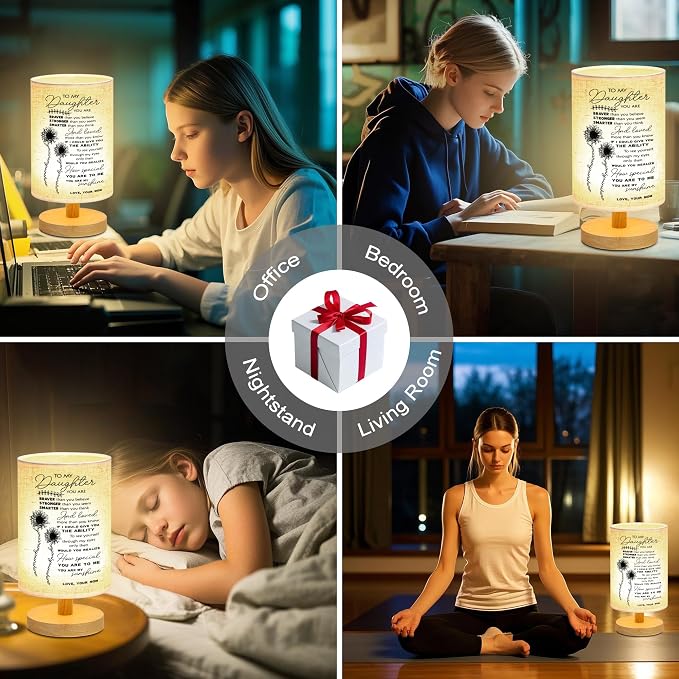 WSYEAR Daughter Gifts from Mom - Table Lamp Birthday Gifts for Daughter from Mom Girl Present Night Light for Bedroom Living Room Graduation Gifts