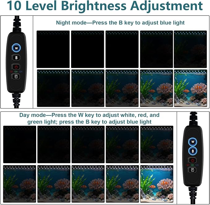 Uncle Yang LED Aquarium Light for 18 to 24 Inch Aquarium LED Light 11W | Auto On Off with Timer Adjustable Brightness Memory Function with Extendable Bracket for Planted Tank