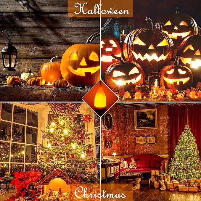 Bestview LED Flame Effect Light Bulbs,3 Modes Smart E26 Chandelier Base Flickering Candle Fire Light Bulb for Halloween, Christmas, Party, Porch, Indoor&Outdoor Home Decoration (8 Pack)