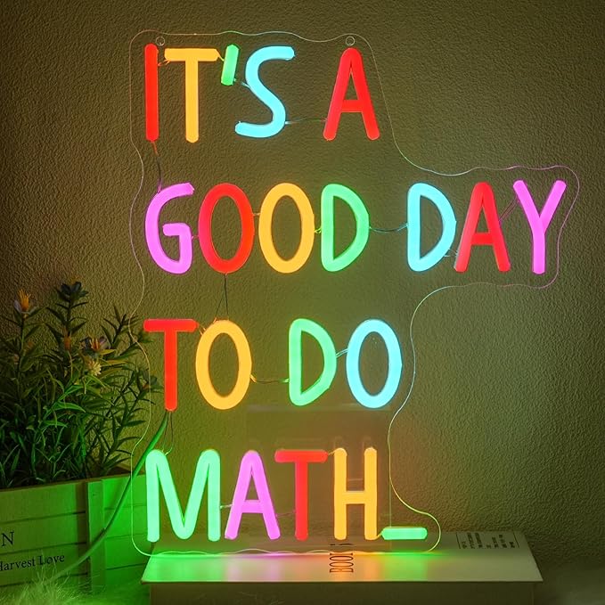 It's A Good Day To Do Math Neon Sign for Classroom Math Neon Light Colorful Letter Led Neon Signs Classroom LED Neon Lights for Kids Room Library Decoration