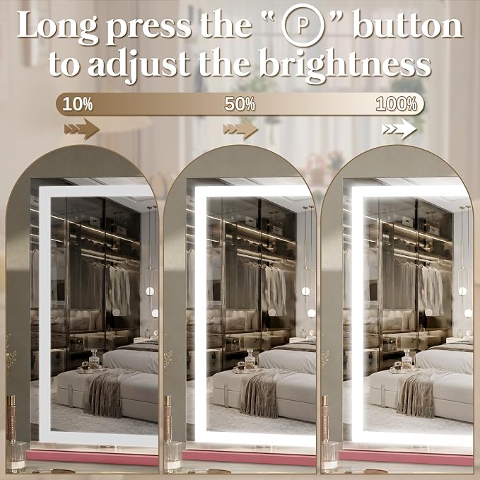 FENNIO Large Vanity Mirror with Lights，40" x 28"Makeup Mirror with Lights，Hollywood Mirror with 3 Color Modes & Adjustable Brightness，Vanity Mirror Square Pink