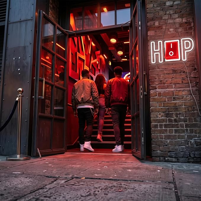 Hip Hop Neon Sign, Hip-hop LED Sign for Wall Decor, USB Powered Adjustable Brightness Hiphop LED Light for Bedroom Bar Club Pub Studio Party Decor, Light Up Business Store Sign Unique Gift
